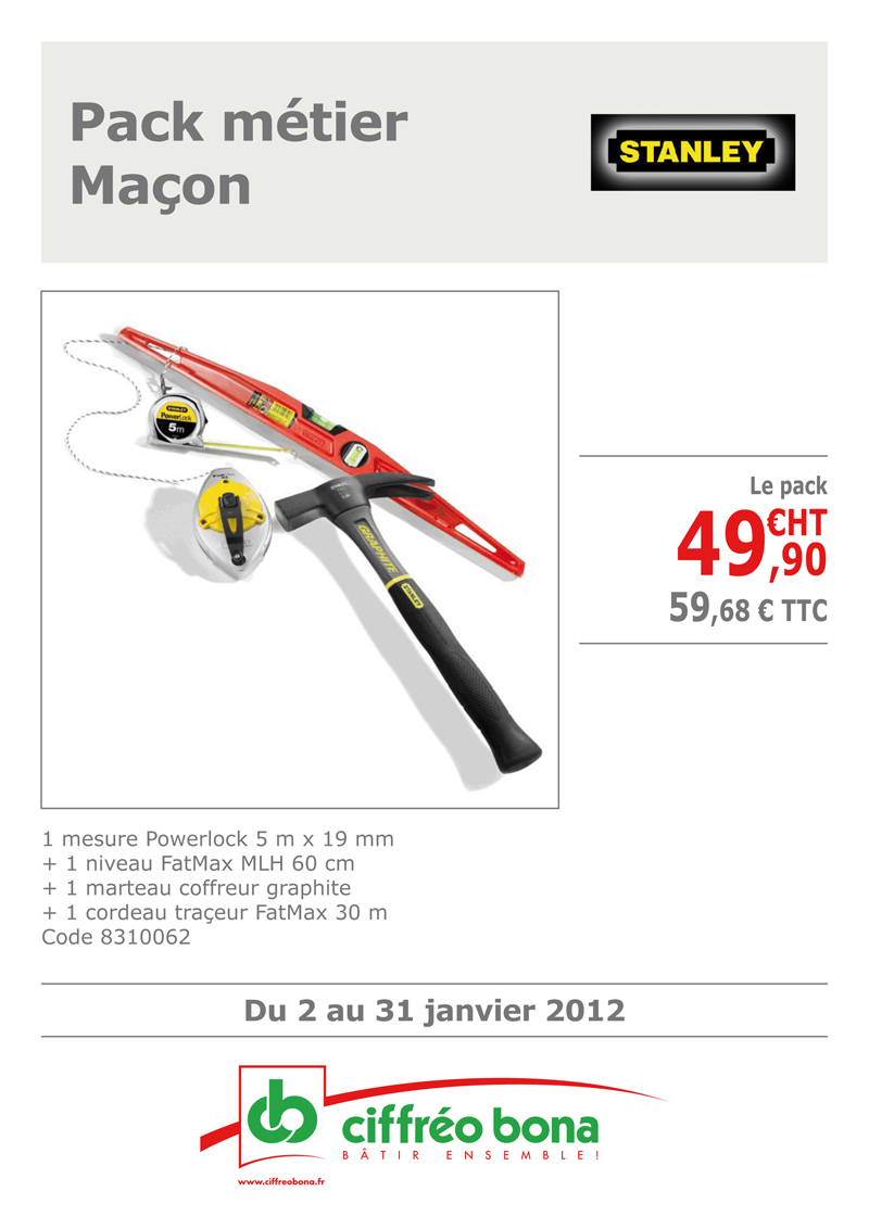 pack m&eacute;tier ma&ccedil;on