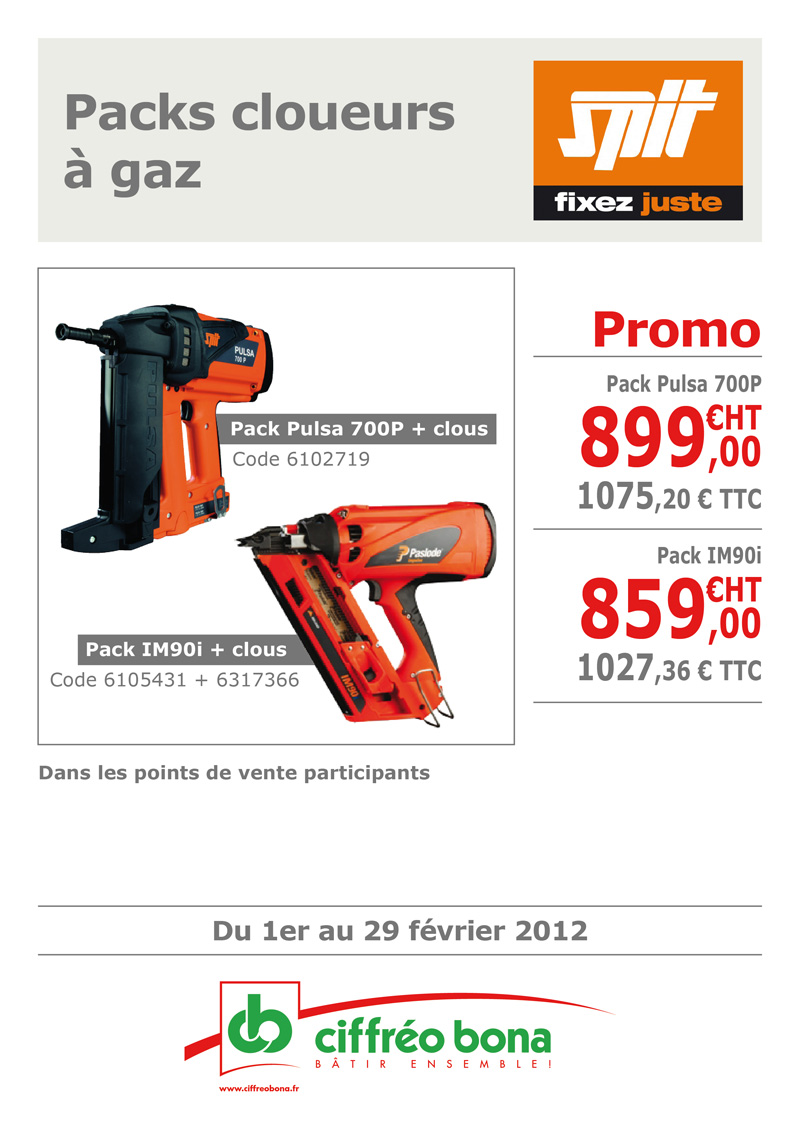 Packs cloueurs &agrave; gaz